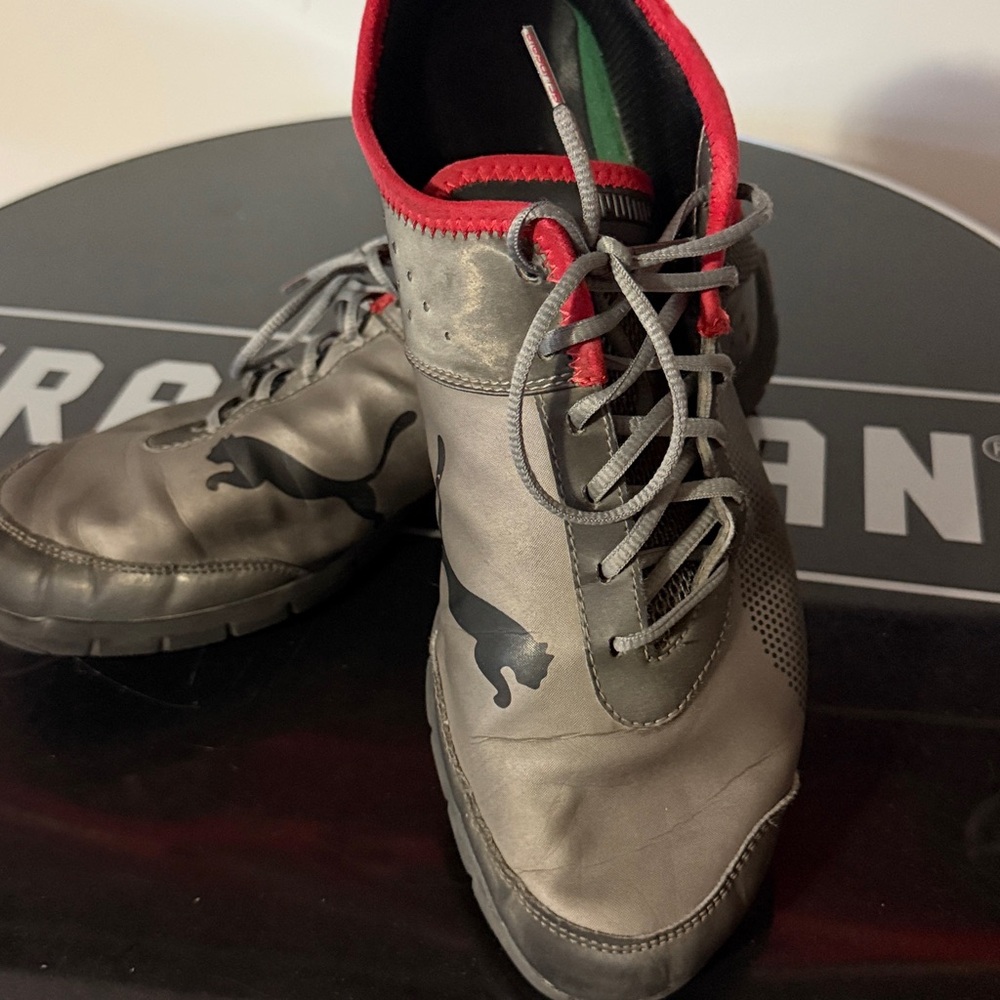 Puma Gray Sneakers with Red Highlights
